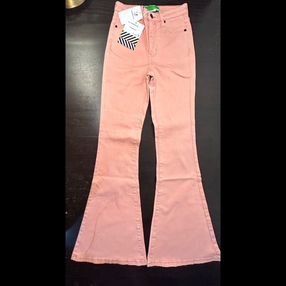 Sandrine Rose x Free People Super Flare Denim Jeans Petal Pink Size 30 - NWT - Picture 2 of 14